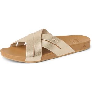 REEF Women's Cushion Spring Bloom Slide Sandal, champagne, size 7